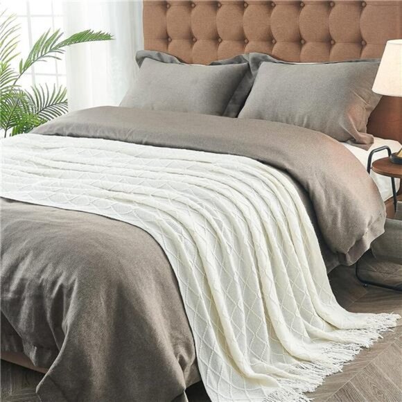 Knitted Throw Blankets for Couch and Bed, Soft Cozy Knit Blanket - Picture 4 of 7